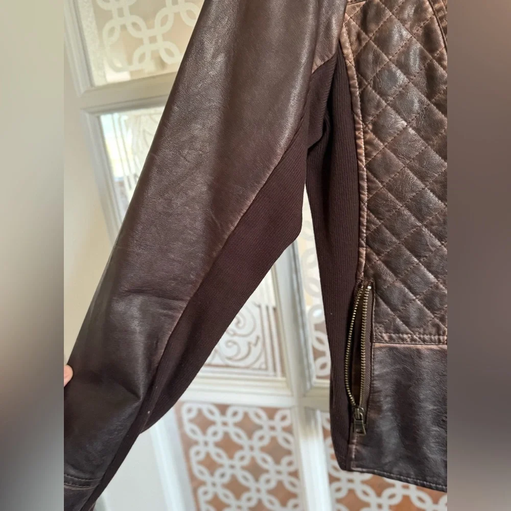 Maurices Quilted Dark Brown Faux Leather Jacket, XL - Picture 4 of 8